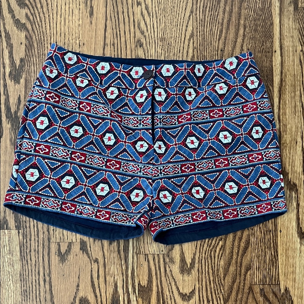 RAGA Geometric Blue and Red High Waist Shorts